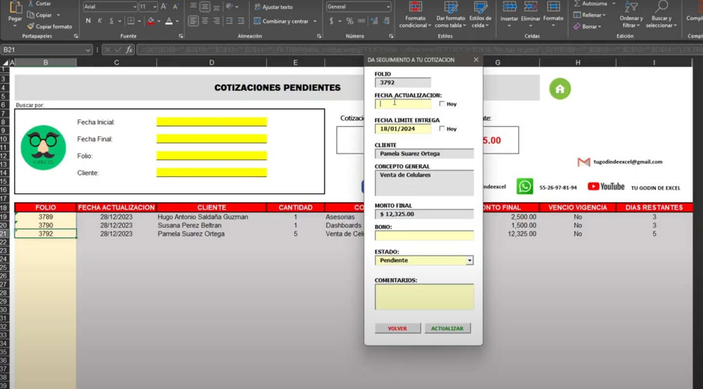 Sistema de Cotización y Seguimiento en Excel 2024