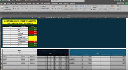 Registro de Asistencias y Pagos Semanales 2024