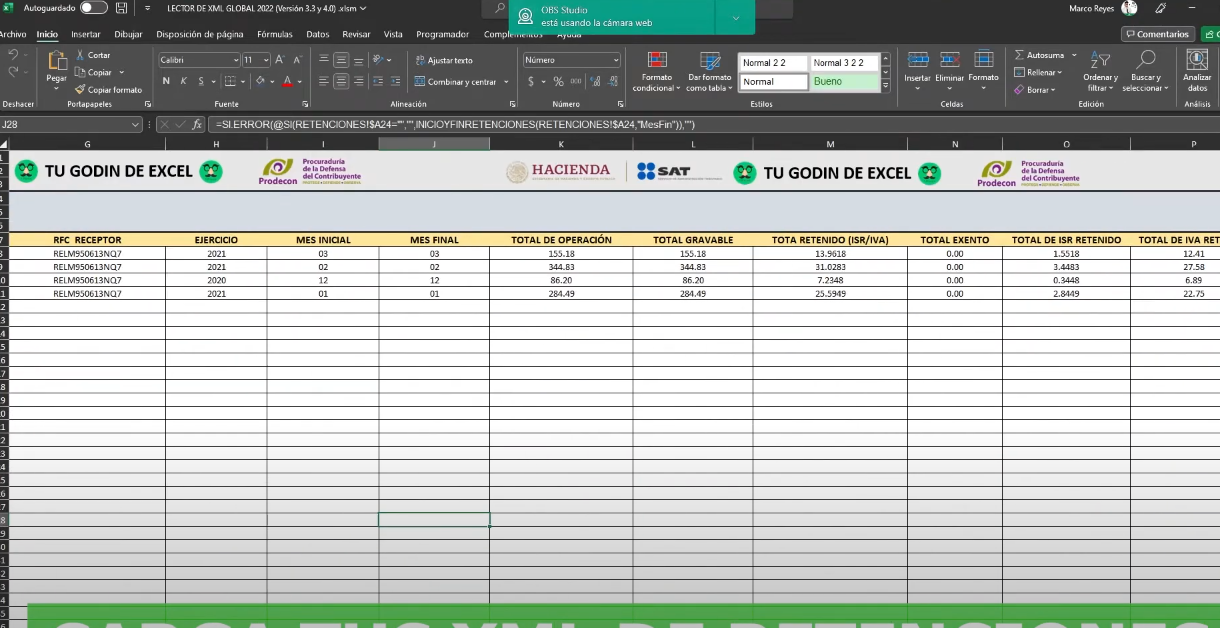 Lector de XML 4.0 & 3.3 + Carga Batch en Excel