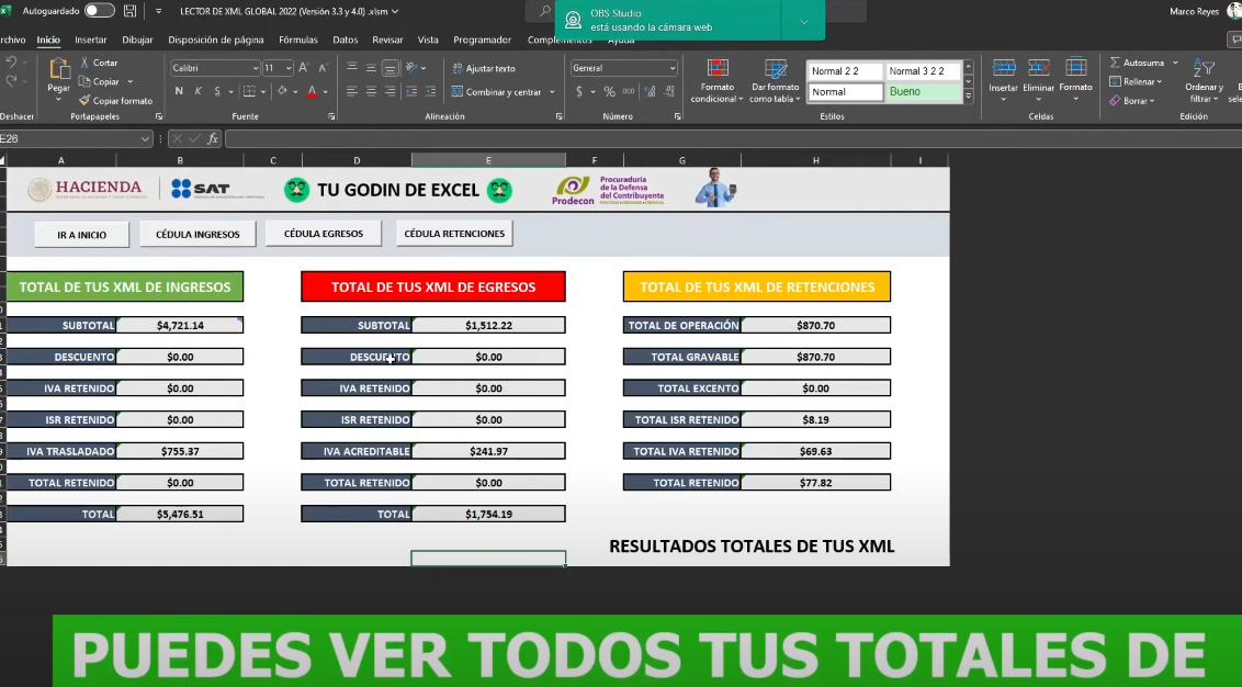 Lector de XML 4.0 & 3.3 + Carga Batch en Excel