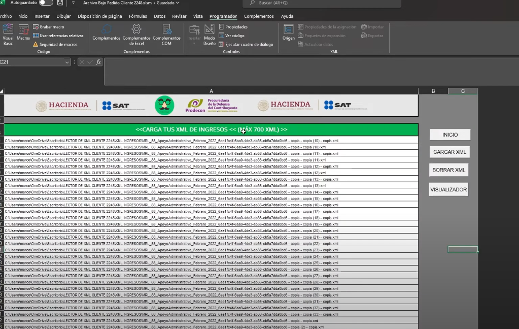 Lector de archivos XML de Nómina en Excel 2024