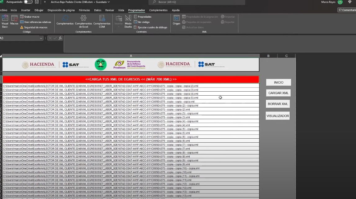 Lector de archivos XML de Nómina en Excel 2024