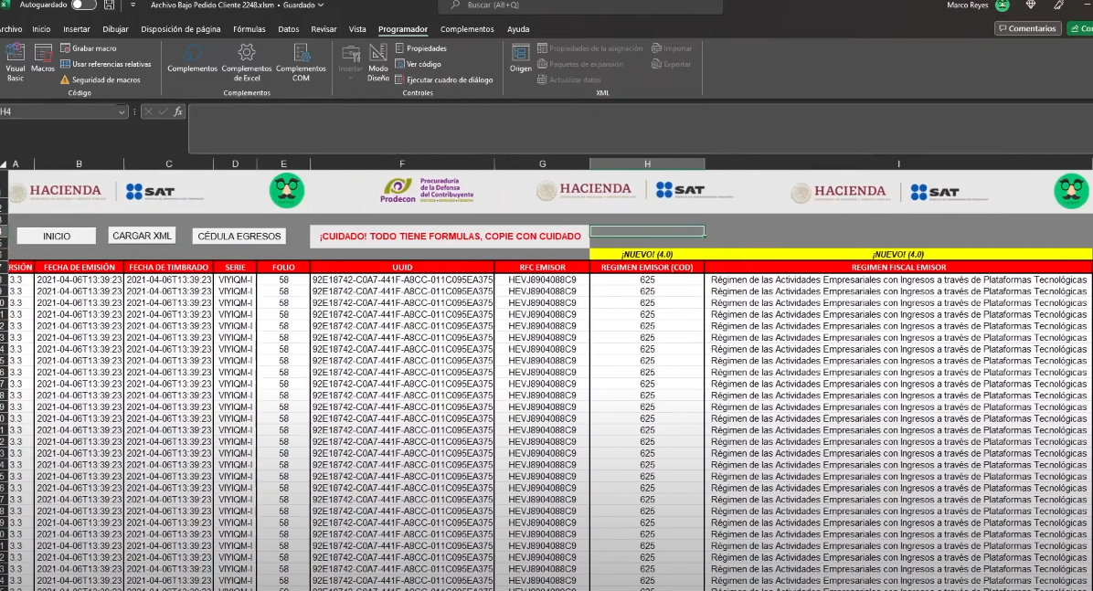 Lector de archivos XML de Nómina en Excel 2024