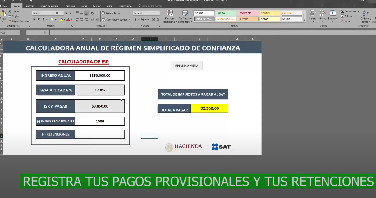 Calculadora Régimen Simplificado de Confianza RESICO 2024