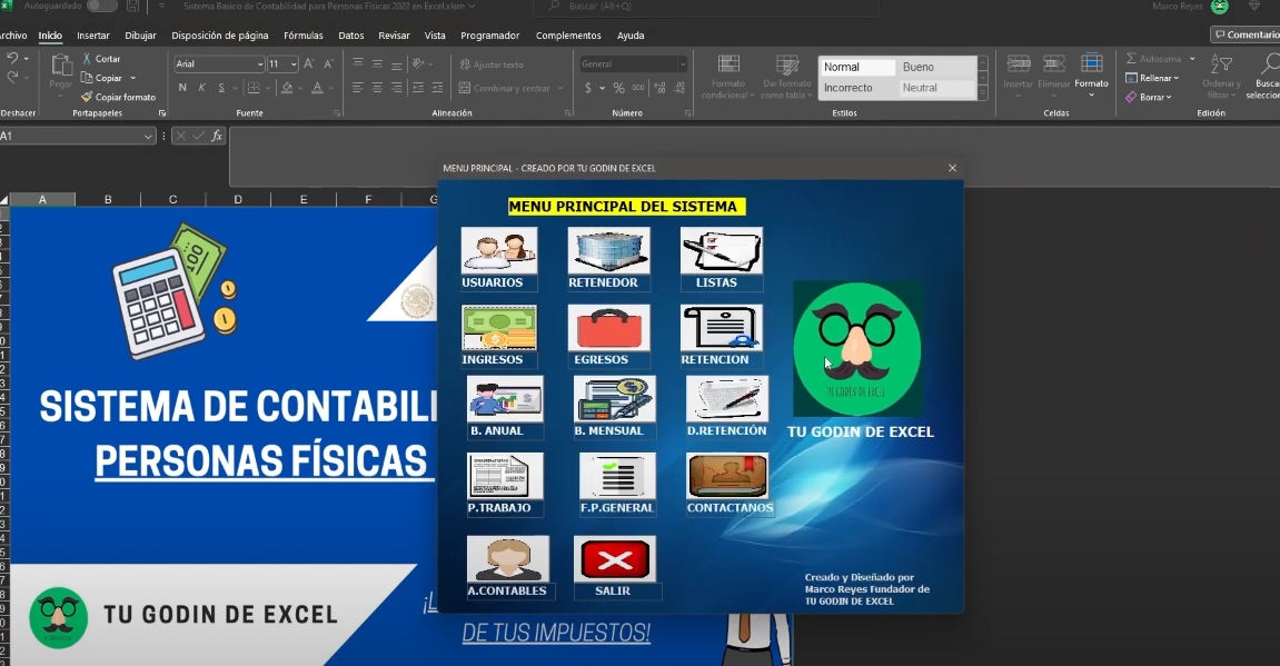 Sistema Contable  para Personas Físicas en Excel