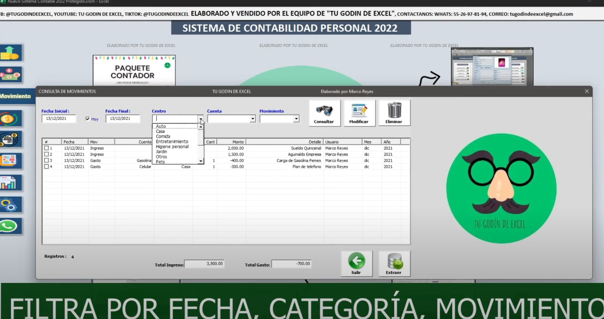 Sistema de Ingresos y Egresos Básico en Excel