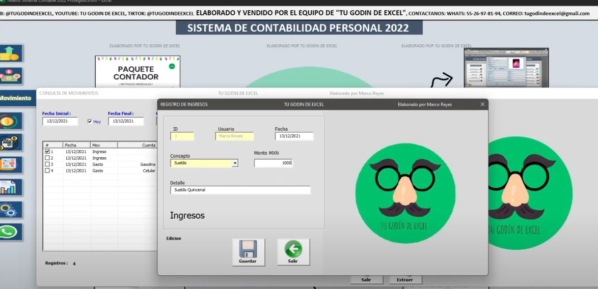 Sistema de Ingresos y Egresos Básico en Excel