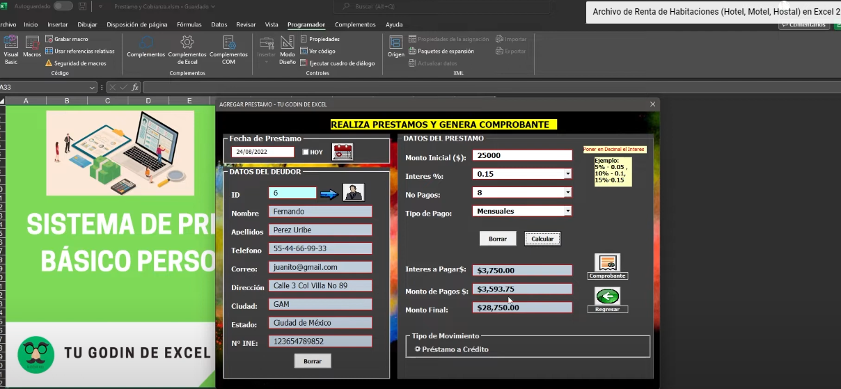 Sistema de Préstamos y Cobranzas en Excel