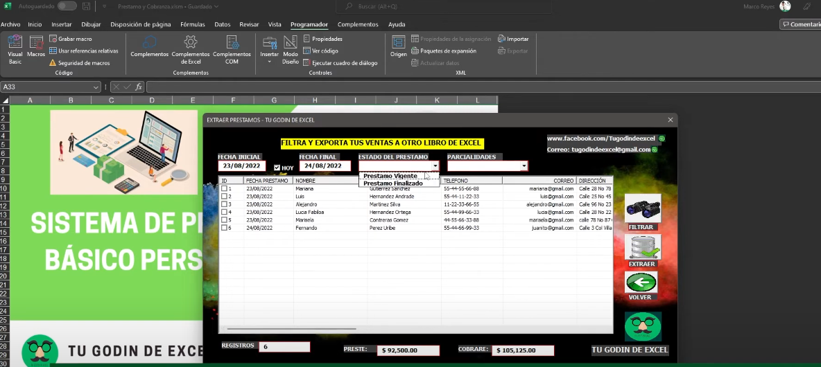 Sistema de Préstamos y Cobranzas en Excel