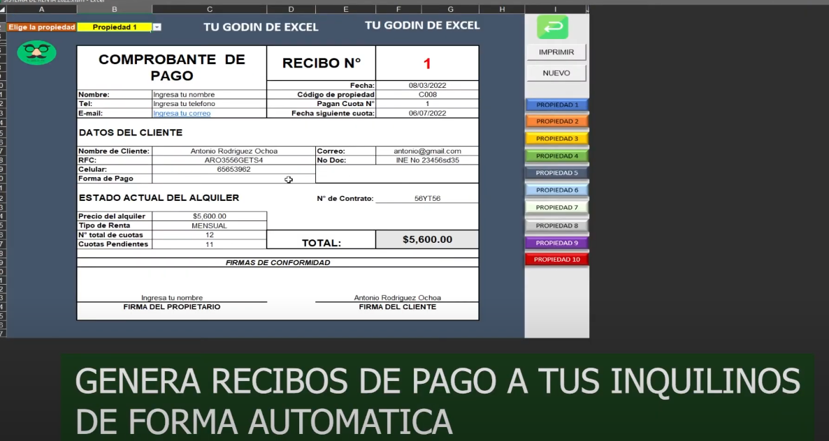 Sistema Para Gestión de Rentas en Excel