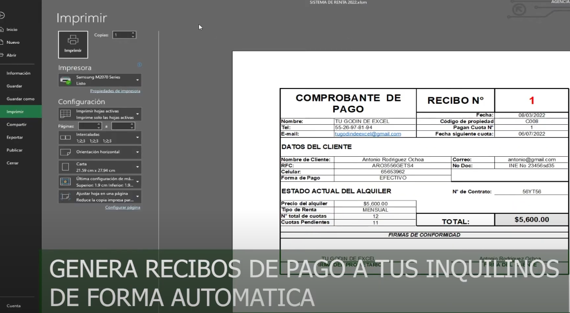 Sistema Para Gestión de Rentas en Excel