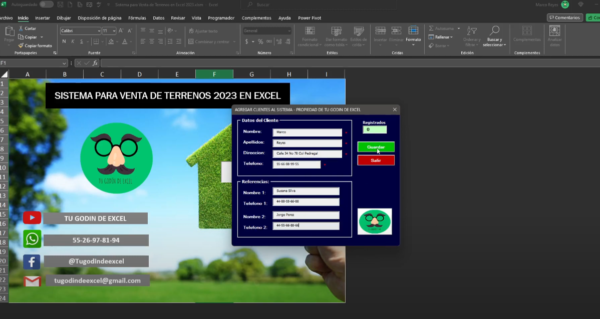 Sistema para Venta de Terrenos en Excel 2023