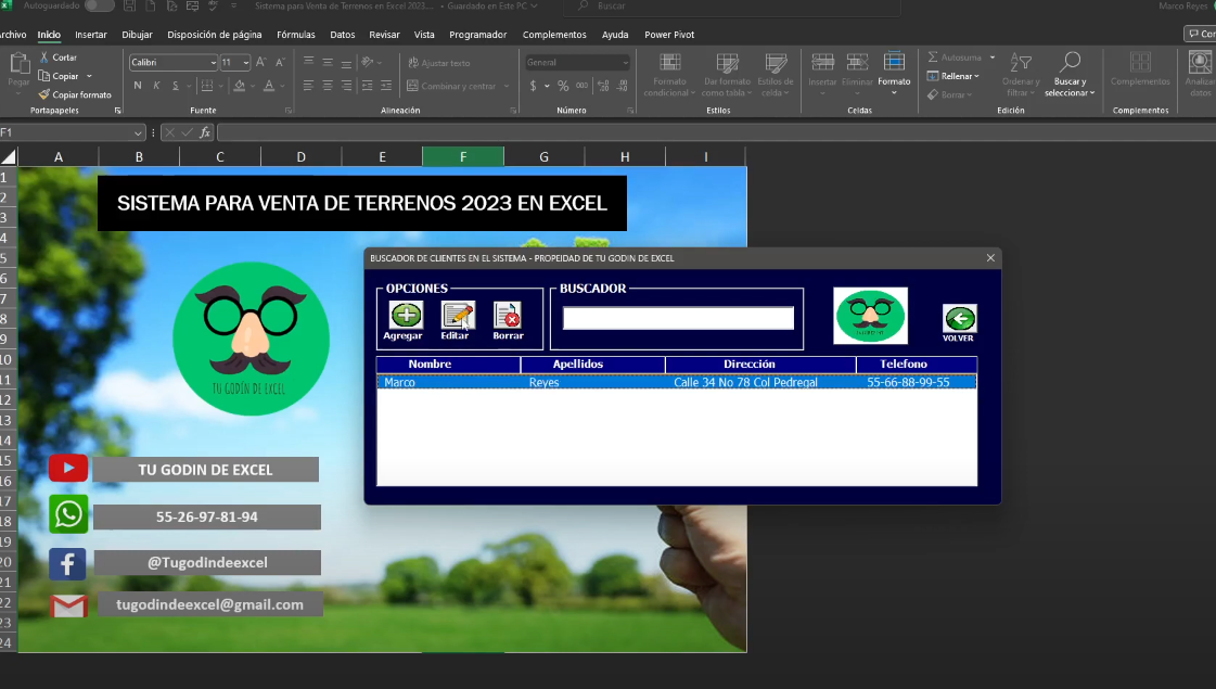 Sistema para Venta de Terrenos en Excel 2023