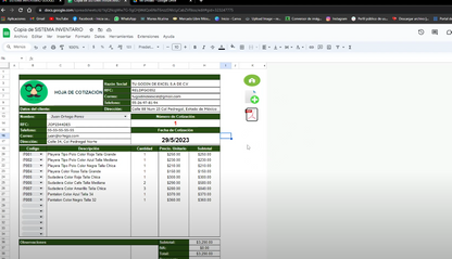 Sistema de Inventario en Google Sheets 2023