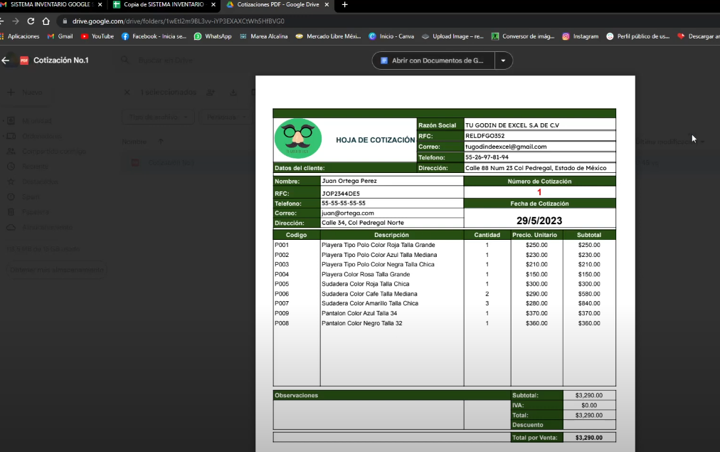 Sistema de Inventario en Google Sheets 2023