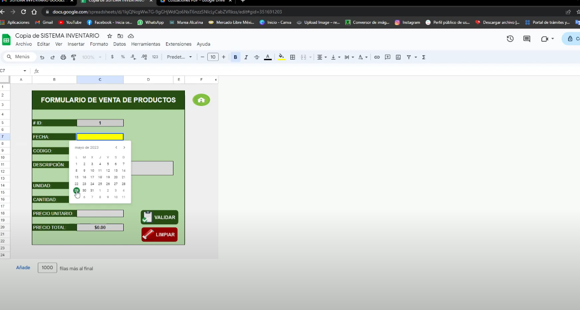 Sistema de Inventario en Google Sheets 2023