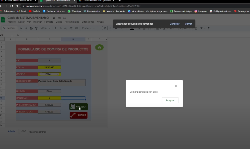 Sistema de Inventario en Google Sheets 2023