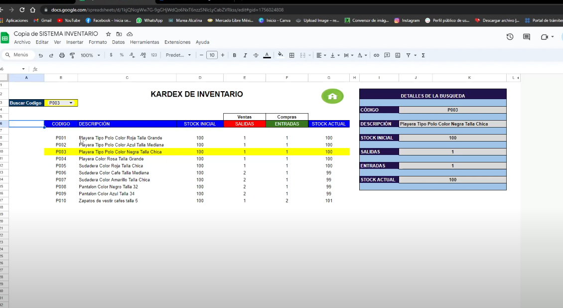 Sistema de Inventario en Google Sheets 2023