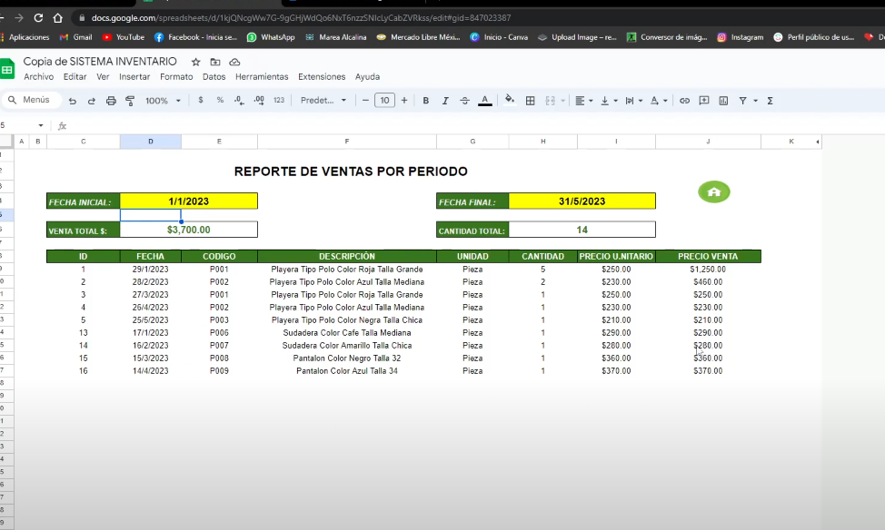 Sistema de Inventario en Google Sheets 2023