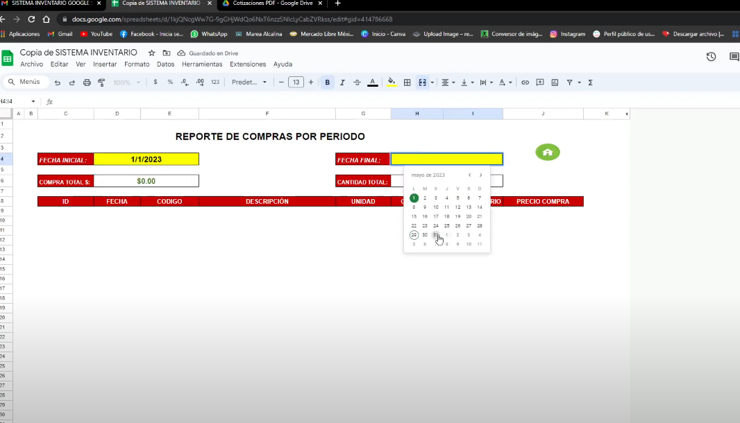 Sistema de Inventario en Google Sheets 2023