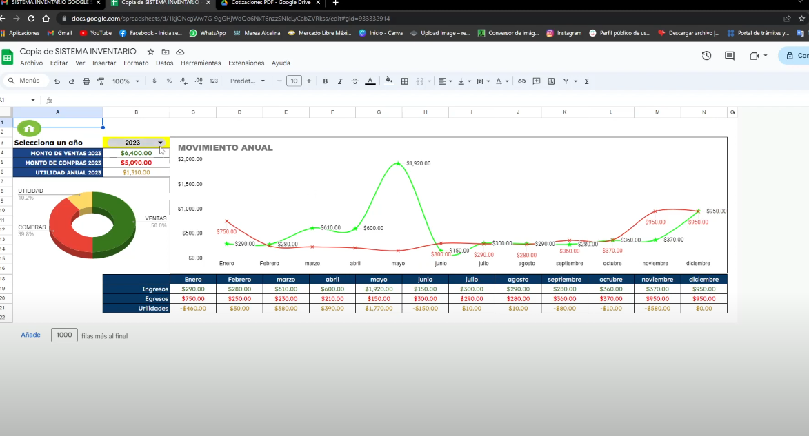 Sistema de Inventario en Google Sheets 2023