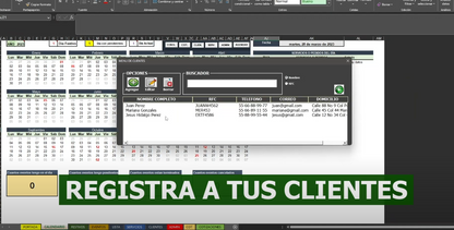 Registro de Servicios en Calendario en Excel