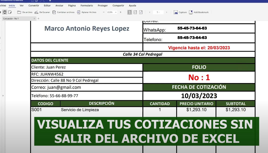 Registro de Servicios en Calendario en Excel