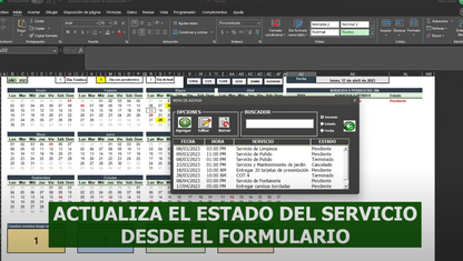 Registro de Servicios en Calendario en Excel