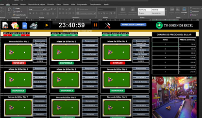 Sistema para Rentas de Mesas de Billar en Excel