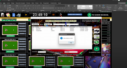 Sistema para Rentas de Mesas de Billar en Excel