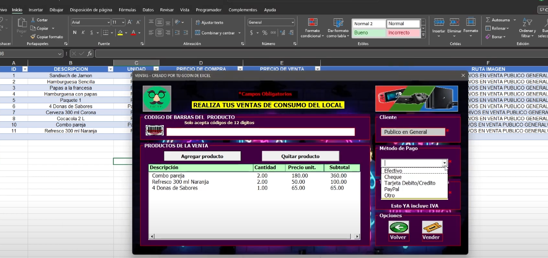 Sistema para Renta de Video Juegos en Excel