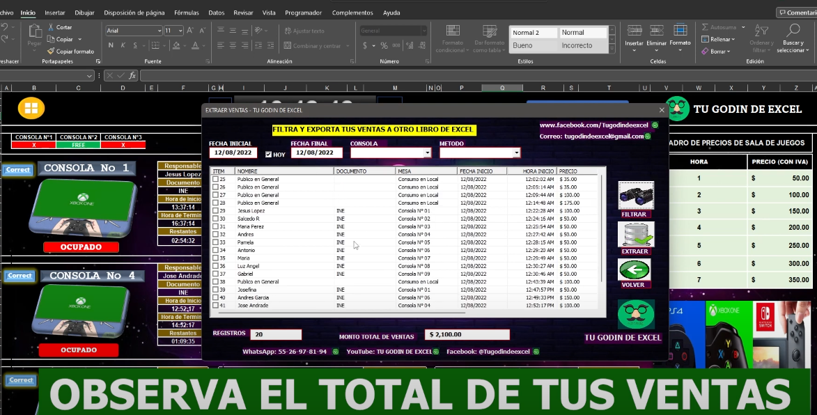 Sistema para Renta de Video Juegos en Excel