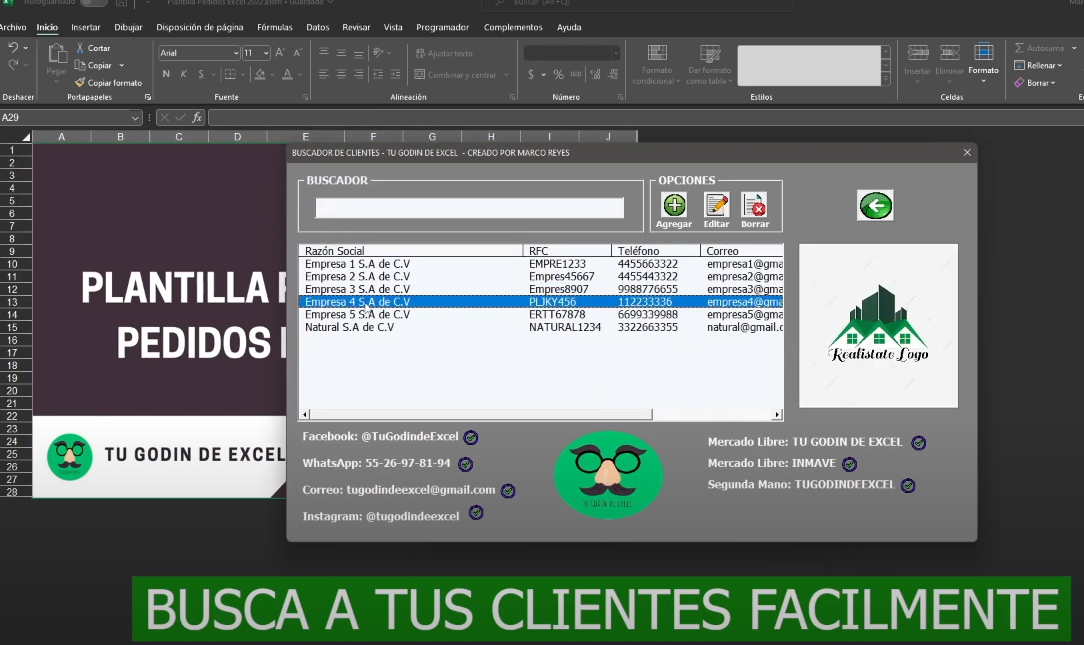 Plantilla Gestión de Pedidos en Excel