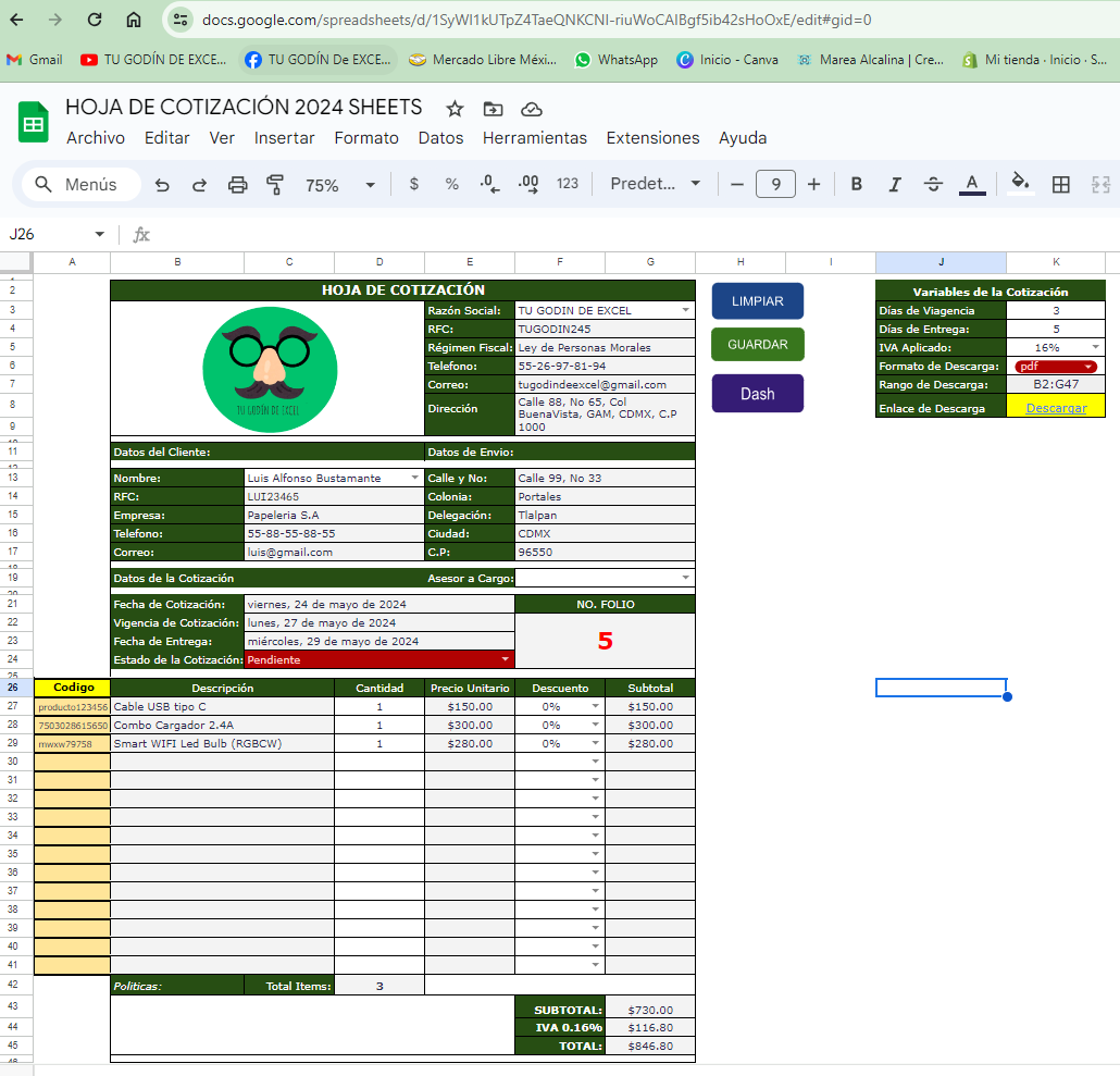 Sistema de Cotización con Código de Barras y Seguimiento en Google Sheets 2024