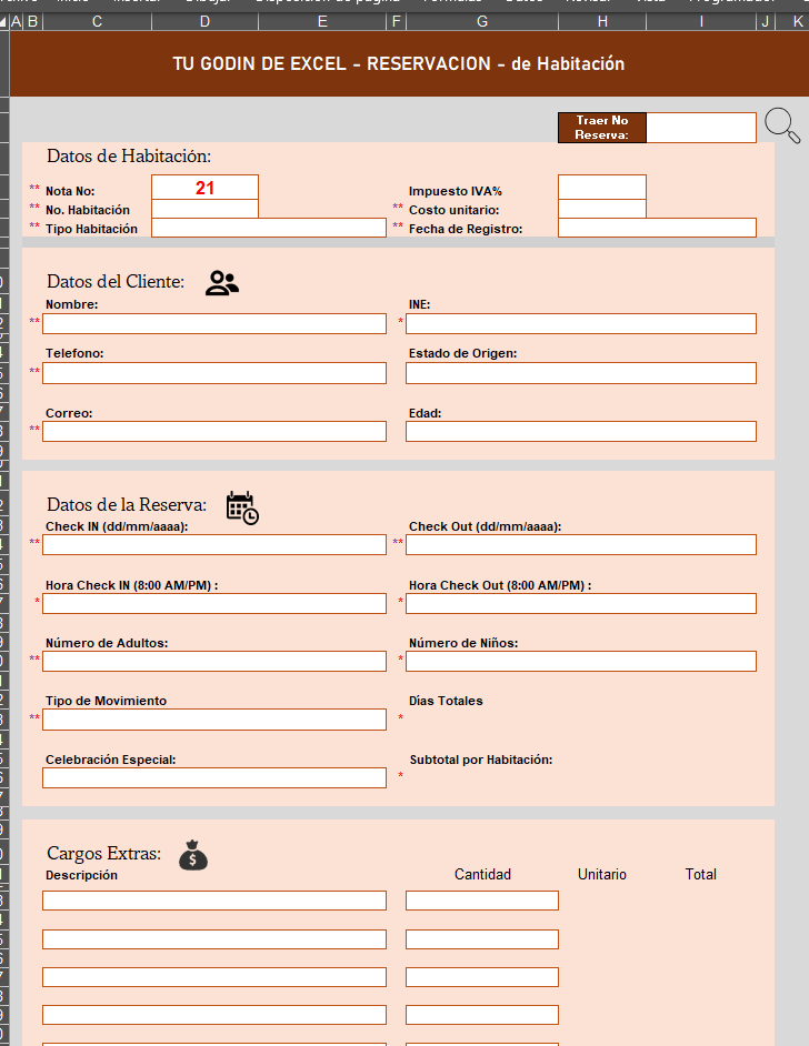 Sistema para Gestión de Habitaciones en Excel 2024