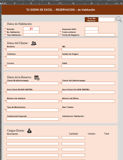 Sistema para Gestión de Habitaciones en Excel 2024