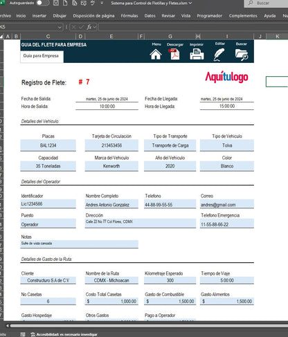 Control de Fletes y Flotillas en Excel con VBA 2024