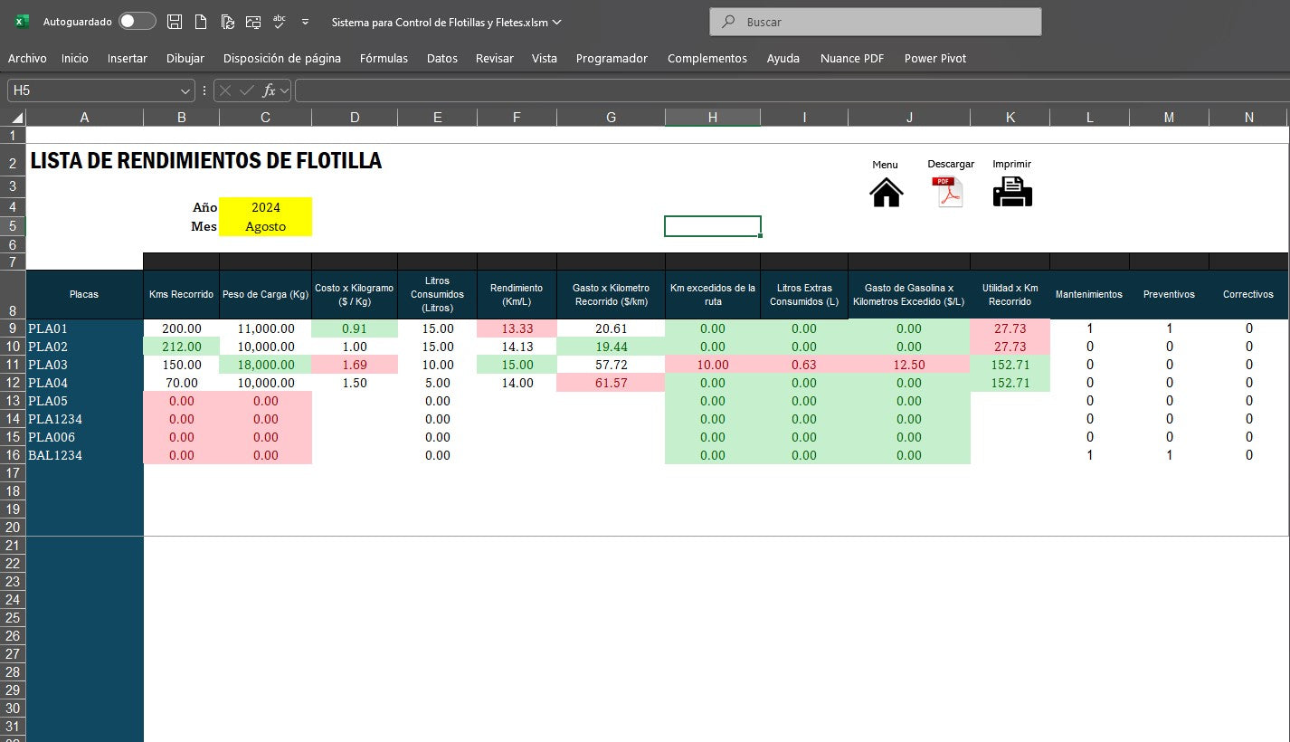 Control de Fletes y Flotillas en Excel con VBA 2024