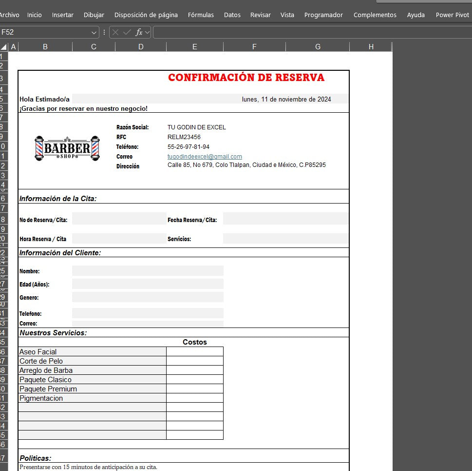 Sistema para Control de Citas en Excel 2024