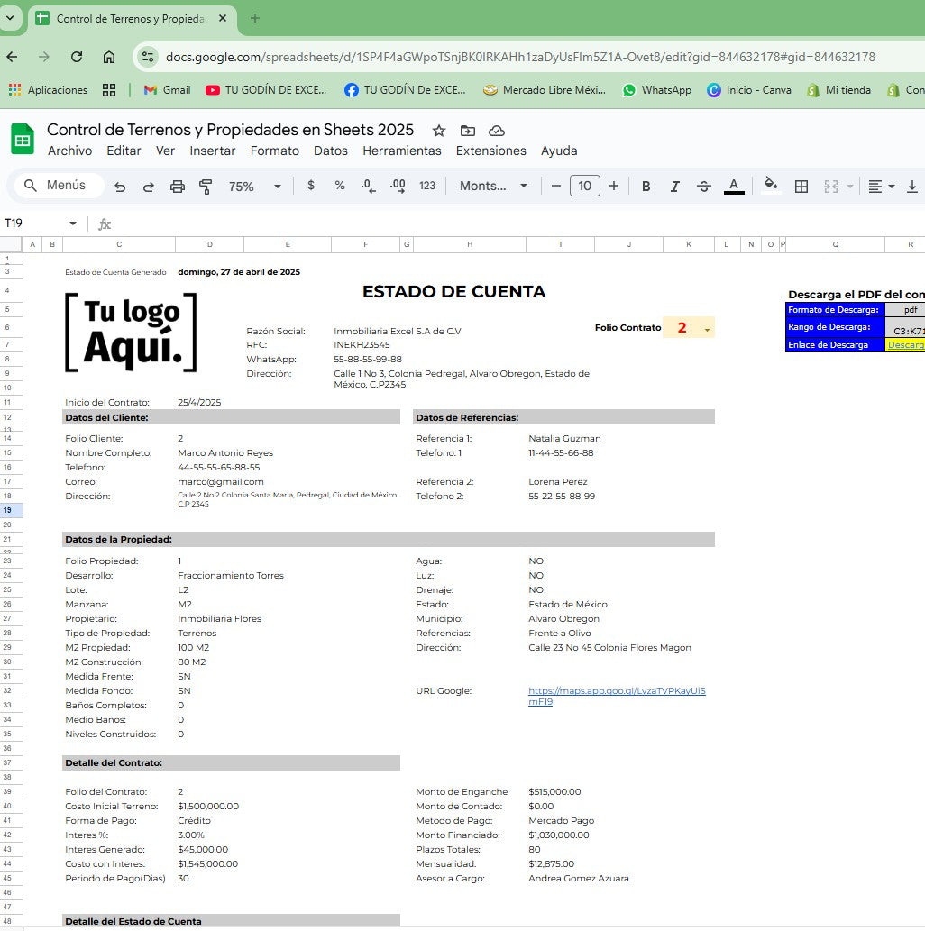 Sistema para Venta de Terrenos y Propiedades en Google Sheets 2025 (Multiusuarios)