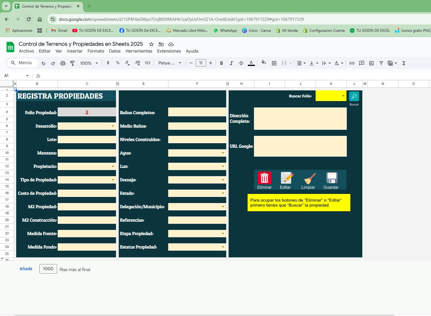 Sistema para Venta de Terrenos y Propiedades en Google Sheets 2025 (Multiusuarios)