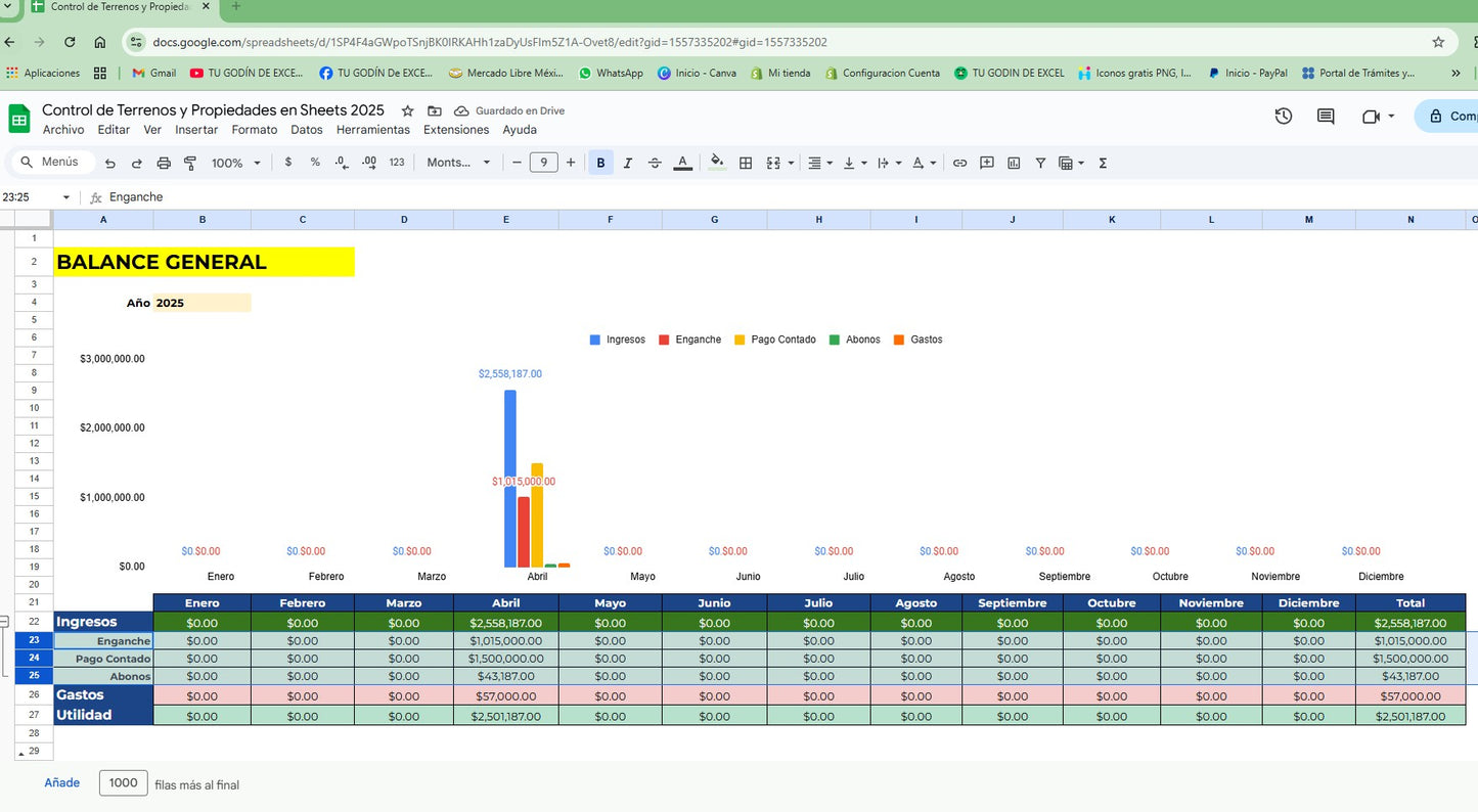 Sistema para Venta de Terrenos y Propiedades en Google Sheets 2025 (Multiusuarios)