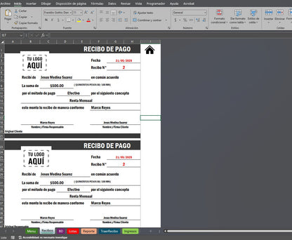 Sistema para Control de Recibos en Excel 2025