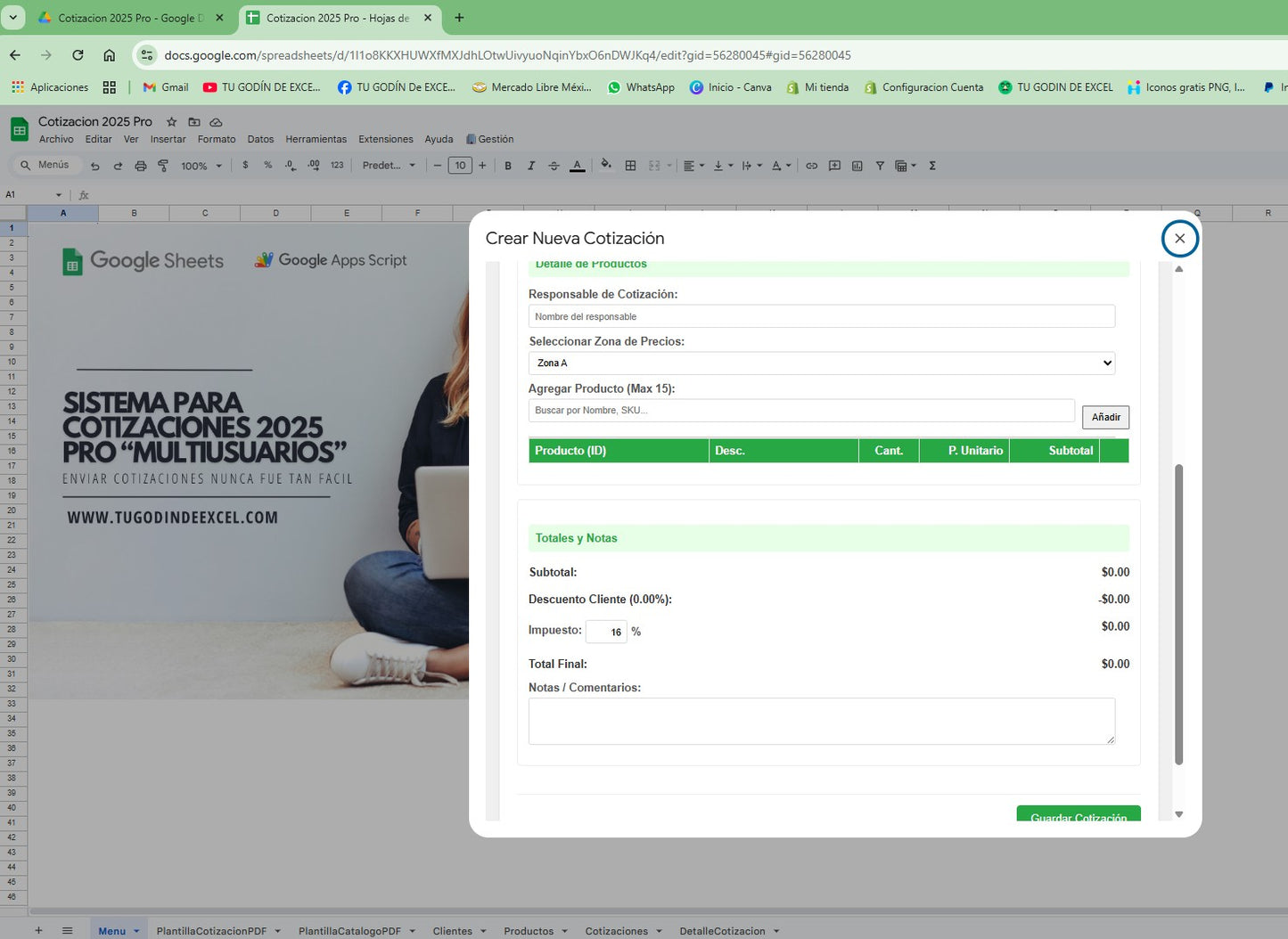 Sistema de Cotizaciones 2025 Pro "Multiusuarios" (AppScript + HTML)