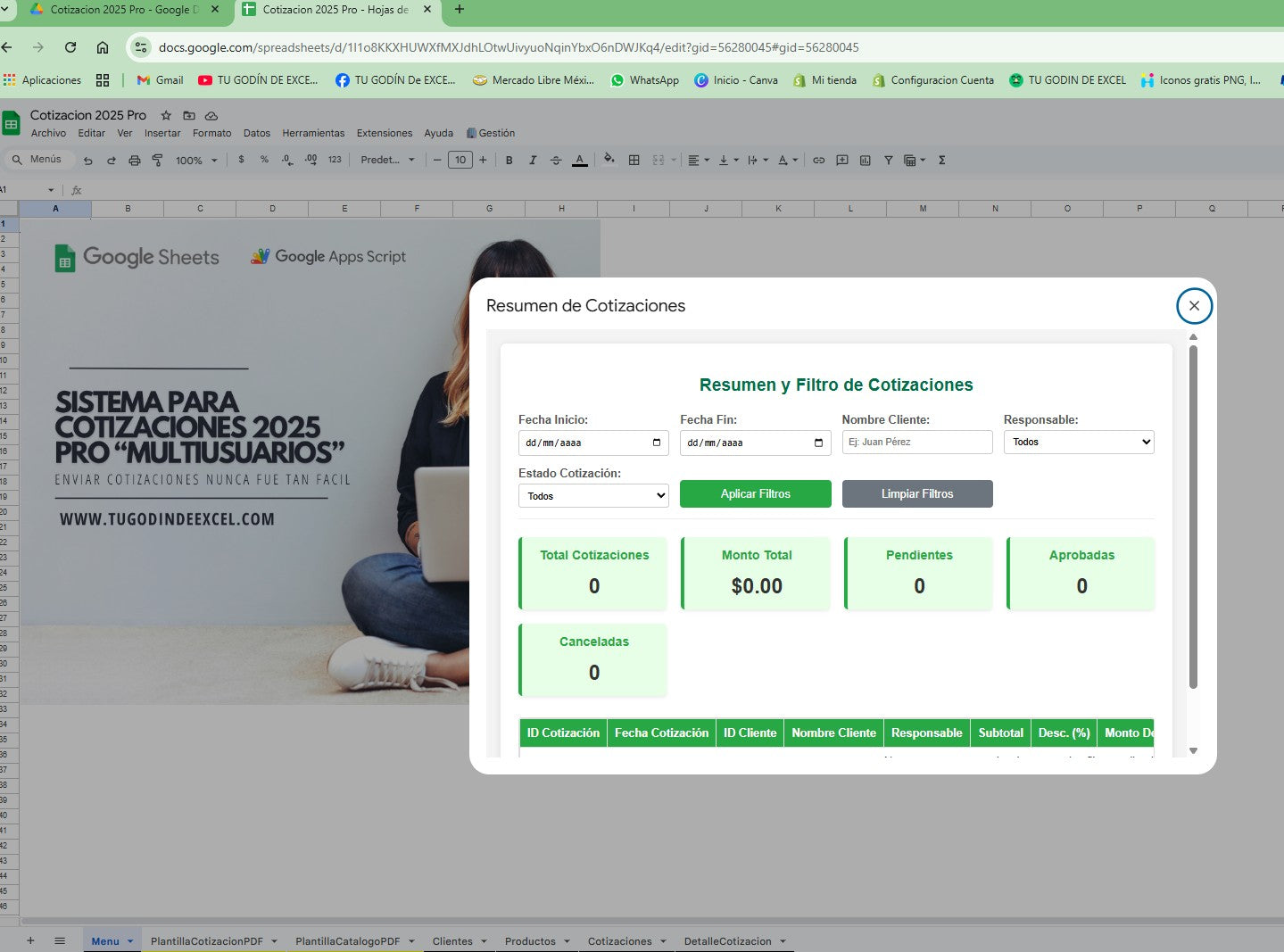 Sistema de Cotizaciones 2025 Pro "Multiusuarios" (AppScript + HTML)