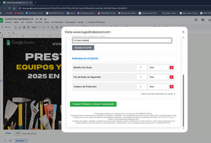 Préstamo de Equipo y Herramienta 2025 Pro en Google Sheets (Multiusuarios)