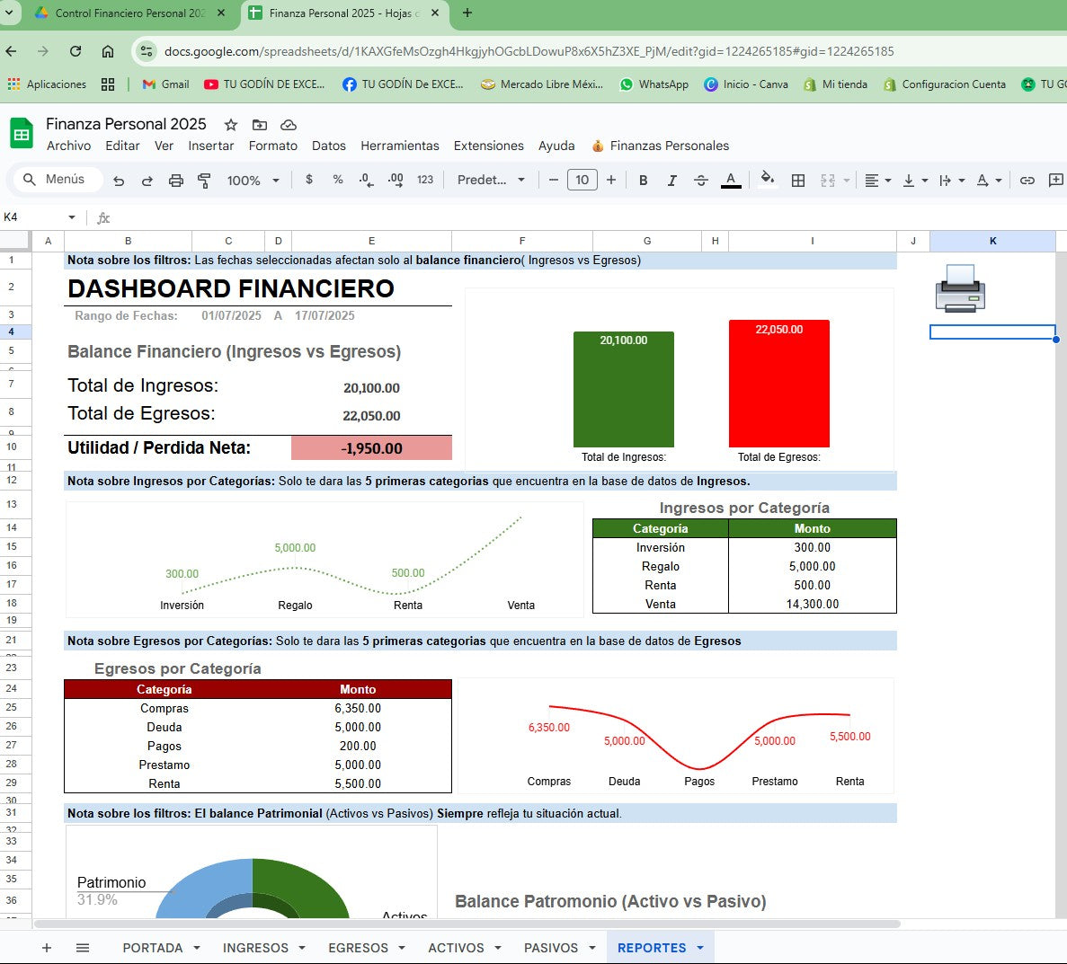 Finanzas Personales Pro 2025 Google Sheets "Multiusuarios"