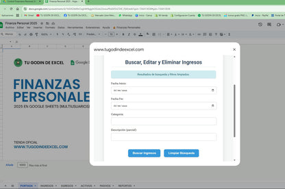 Finanzas Personales Pro 2025 Google Sheets "Multiusuarios"