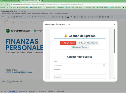 Finanzas Personales Pro 2025 Google Sheets "Multiusuarios"