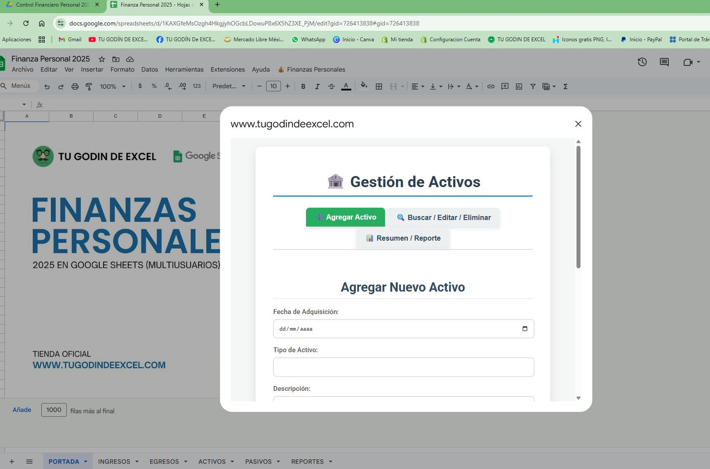 Finanzas Personales Pro 2025 Google Sheets "Multiusuarios"
